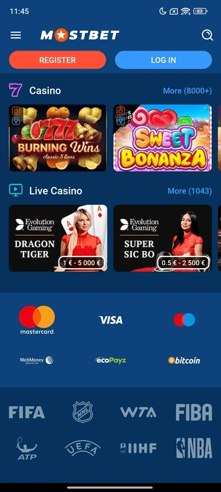 Casino slot dan metode pembayaran Mostbet
